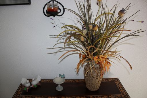 Custom Made Basket Weave Silk Flower Arrangement Large Table Centerpiece, Living Room Decor, Dining Room Decor