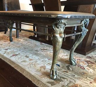 Custom Made Bench With Sculpted Cast Bronze Legs