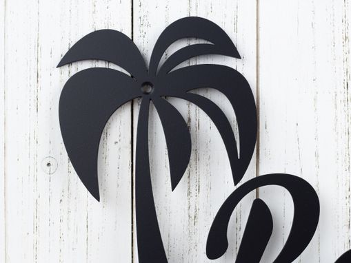 Custom Made Custom Name Metal Sign, Palm Trees - Matte Black Shown
