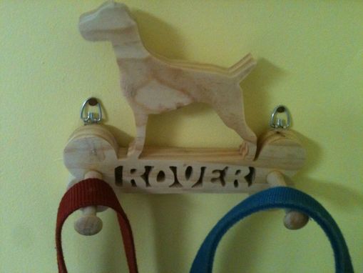 Custom Made Wooden Name Inscribed Lab Leash Holder