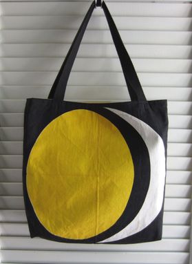Custom Made Upcycled Tote Bag Made From Vintage Napkins With A Moon Design