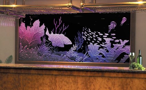 Custom Made Illuminated Carved / Etched Glass - Mega-Yacht Bar