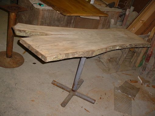 Custom Made Spalted Maple Slab Sofa Entrance Table, Live Edges With Bark