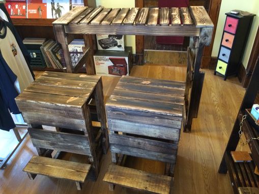 Custom Made Reclaimed Wood Bar And Barstools