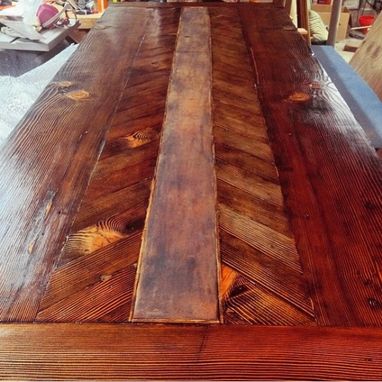 Custom Made Reclaimed Cedar And Leather Dining Table