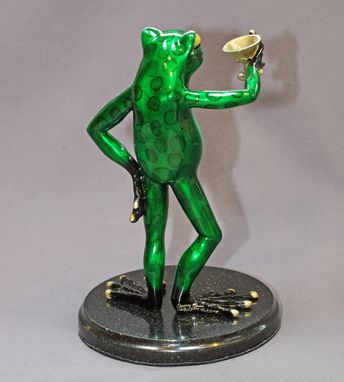 Custom Made Awesome Bronze Martini Frog Figurine Statue Sculpture Art / Limited Edition / Signed & Numbered