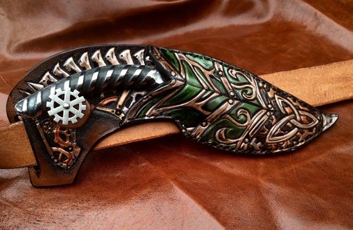 Custom Made Leather Steampunk Celtic Knife Sheath Horizontal Carry
