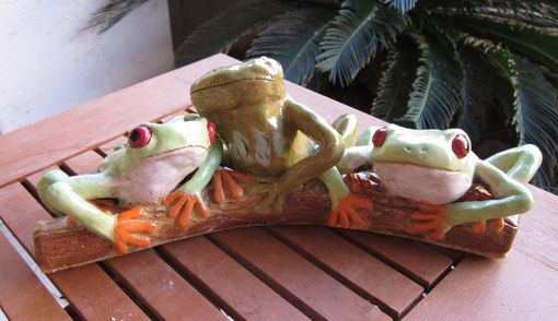 Custom Made Sculpted Ceramic Red-Eyed Tree Frogs
