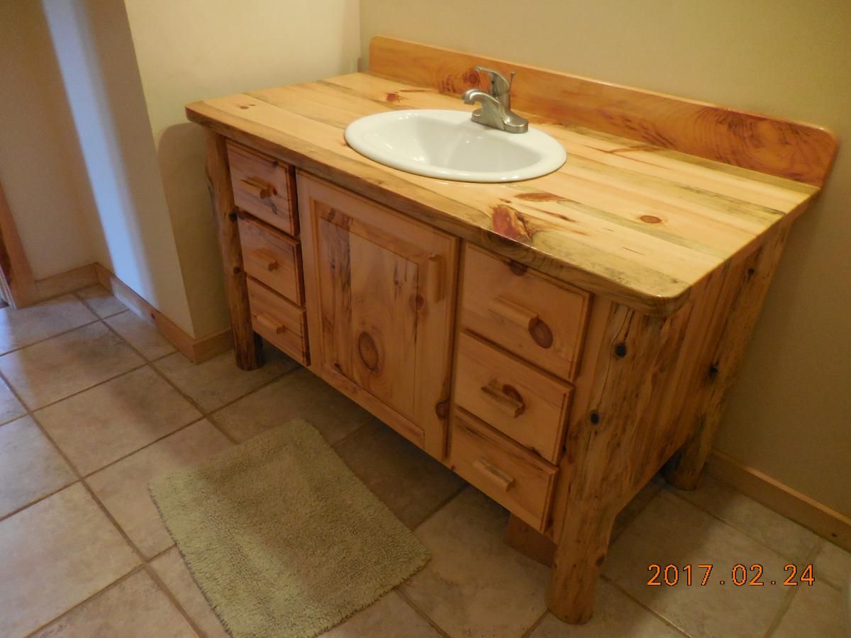 Custom Made Knotty Pine Bathroom Vanity by Harry's Cabin Furniture ...