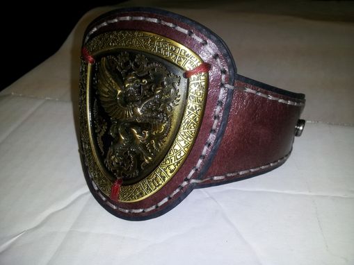 Custom Made Custom Leather Armband With Metal Shield