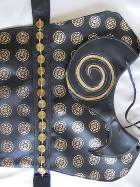 Custom Made Metallic Spiral And Circles Black Leather Dog Coat
