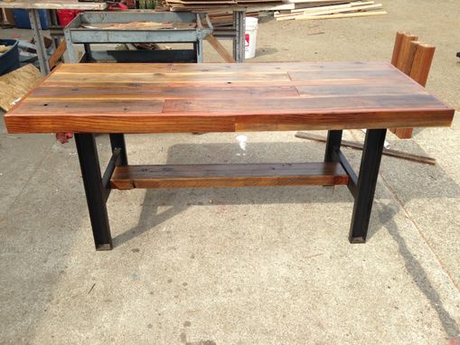 Custom Made Reclaimed Wood Table With  Industrial Metal Legs