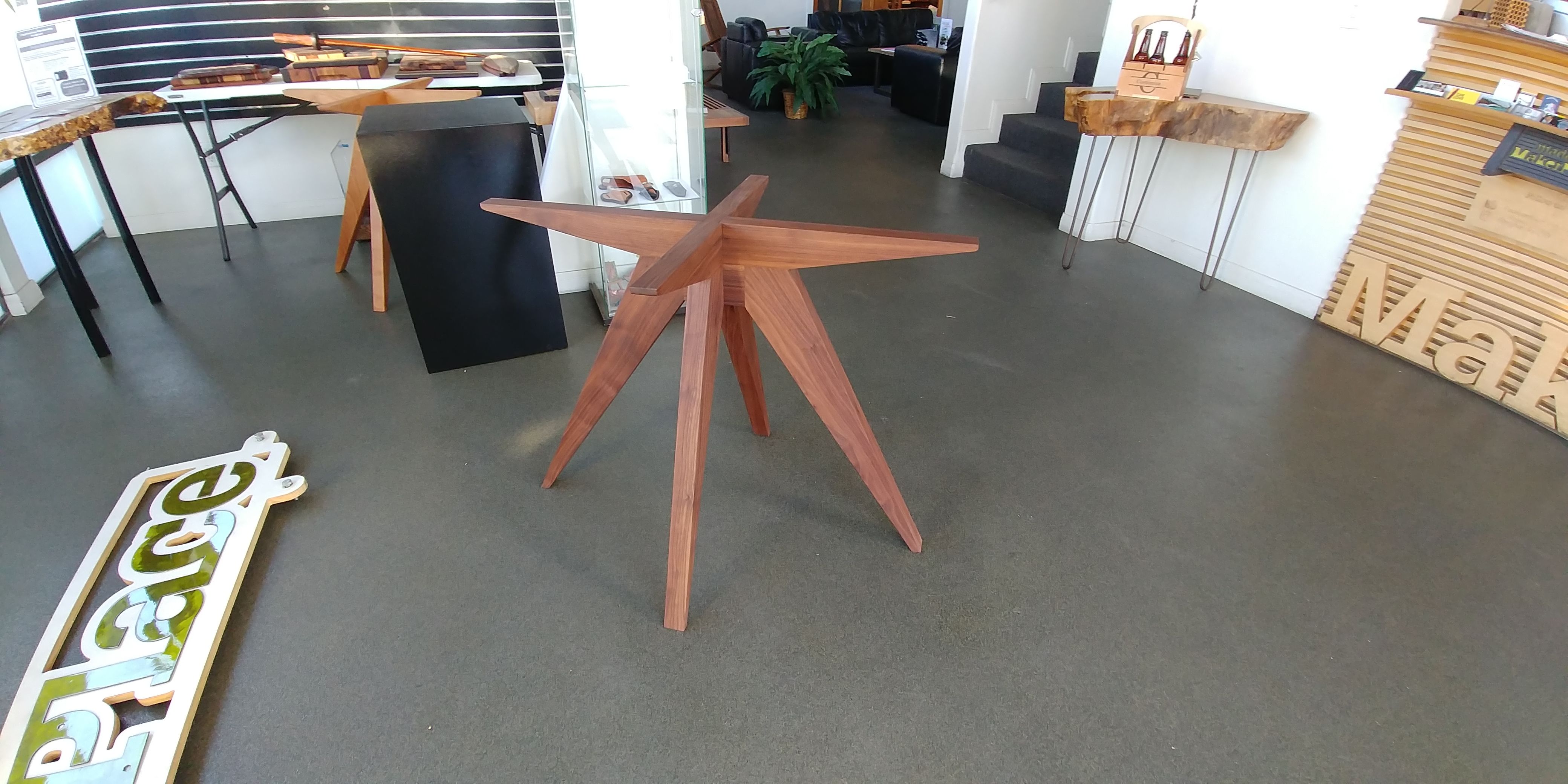 Custom Made Kerry's UnequalSided Walnut Table Base For Rectangular