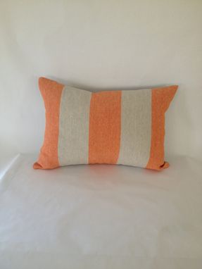 Custom Made Contemporary Art Deco Orange And Tan Linen Pillow Cover
