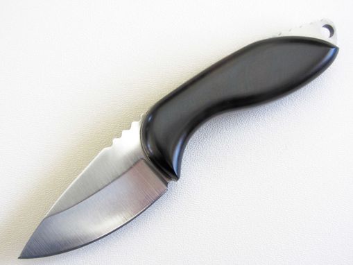 Custom Made Skinner Blade Knife - Macassar Ebony Wood Handle - Stainless Steel Blade - Black Leather Sheath