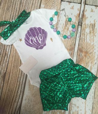Custom Made Little Mermaid First Birthday Outfit For Baby Girls