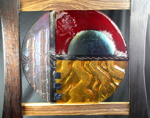 Custom Made Orient-Inspired Fused Glass Sculpture "Tranquil Sunset"