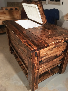 Custom Made Knotty Pine Ice Chest And Cabinet