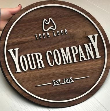 Custom Made Personalized Wooden Logo Sign, Wooden Round Sign
