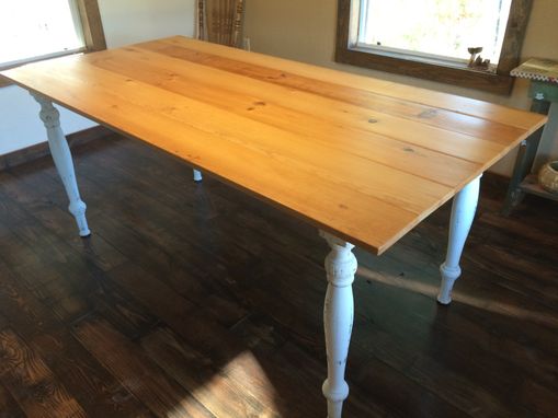 Custom Made Reclaimed Pine 3 Ft. X 6 Ft. Farm Table With Distressed Legs And Skirting.