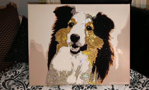 Custom Made Custom Crystallized Pet Portrait Dog Cat Animal Bling Genuine European Crystals Bedazzled Museum