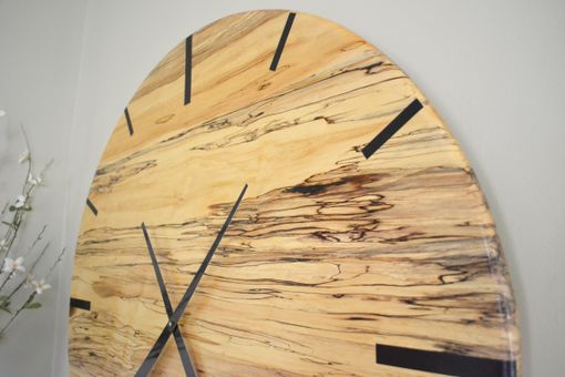 Custom Made 36" Spalted Maple Clock, Modern Hardwood