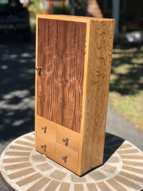 Custom Made Flame Walnut And White Oak Medicine Cabinet