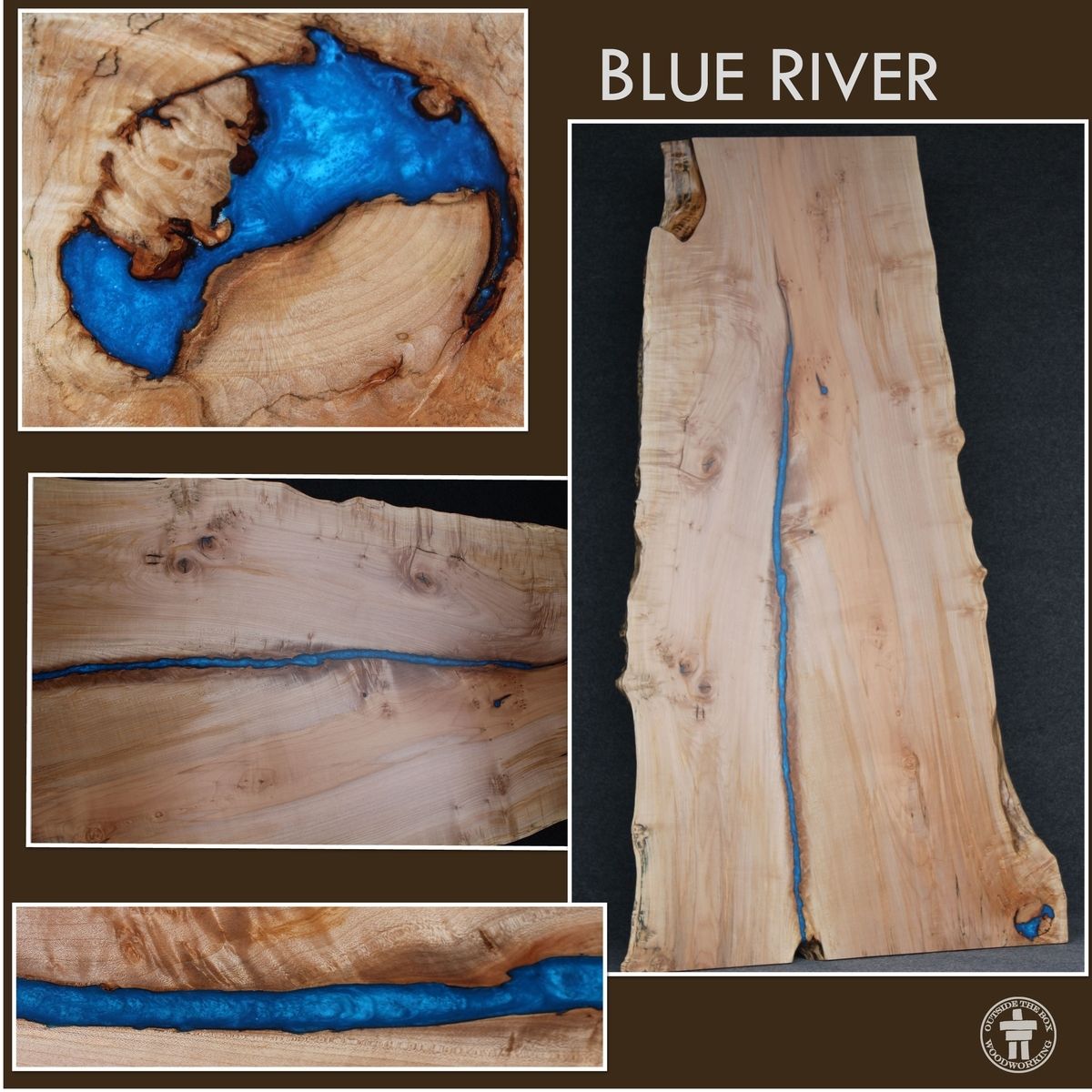 Handmade Blue River Live Edge Slab Table Top by Outside 