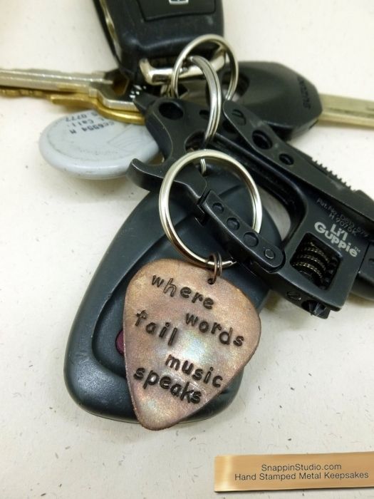 Handmade Guitar Pick Keychains by Snappin Studio