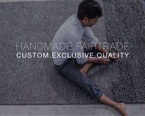 Custom Made Handmade Herringbone Wool Woven Rug- White & Charcoal