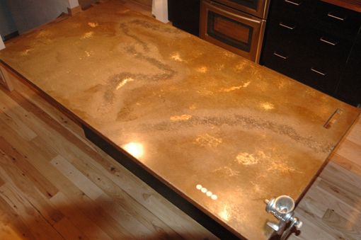 Custom Made Kitchen Island/ Acid Stained And Exposed Rock To Resemble A Ski Mountain Range With Towel Bar