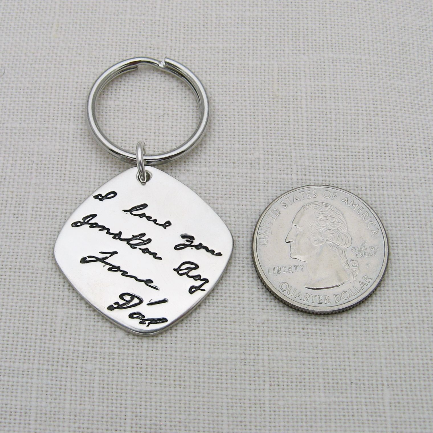 Buy Custom Silver Keychain With Your Actual Handwriting, made to order
