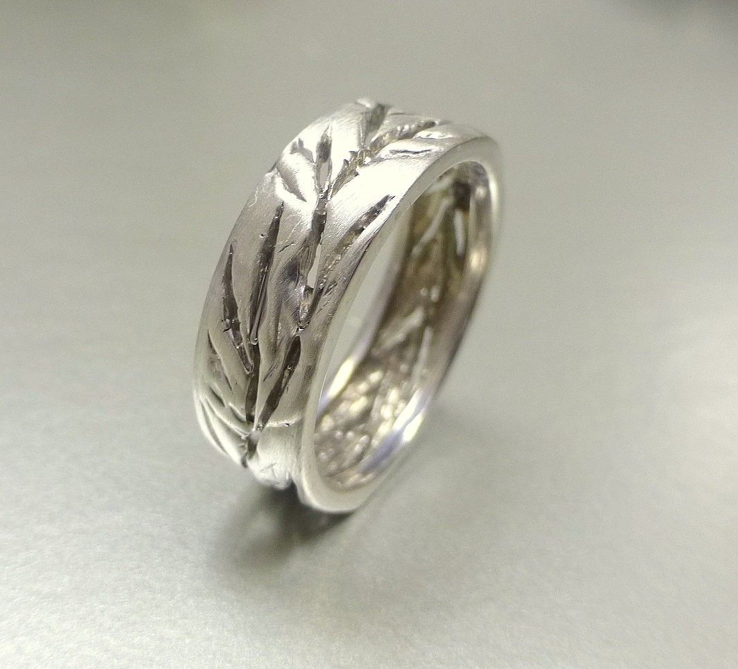 Hand Crafted Men's And Women's Wedding Band. Cutout Leaf Ring. 14k ...