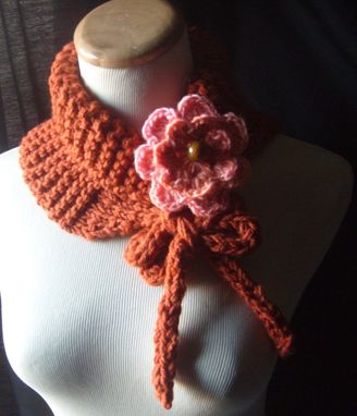 Custom Made Knit Cowl Neckwarmer In Pumpkin / On Sale Now