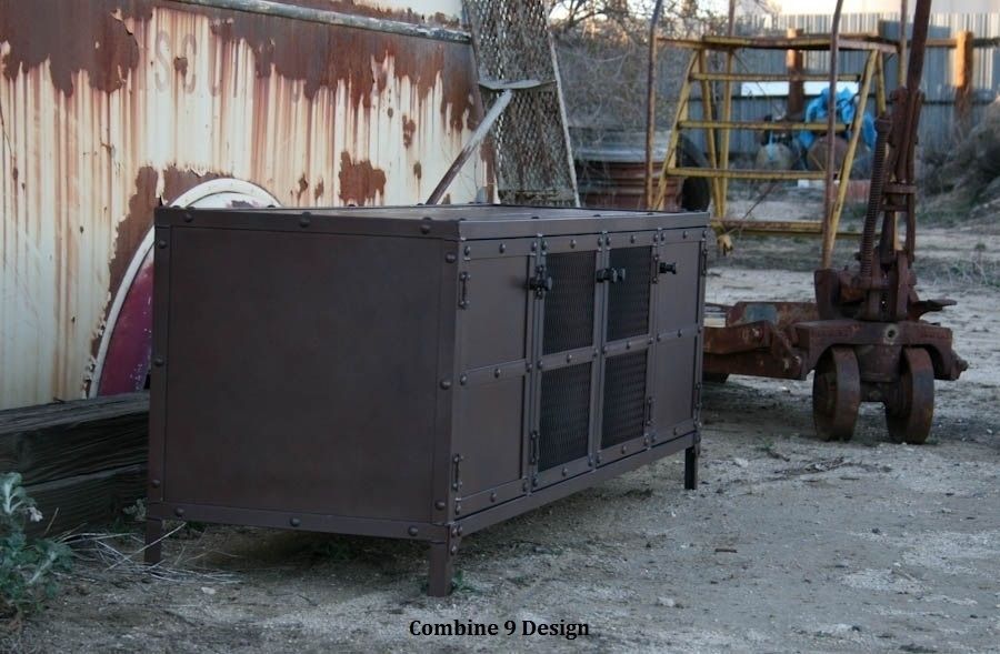 Buy Hand Made Media Console, Credenza, Buffet, Industrial, Mid Century