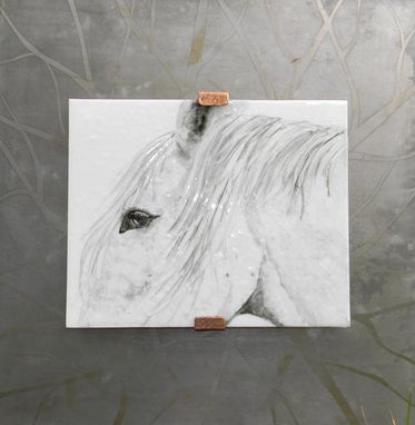 Custom Made Fused Glass Horses Wall Art Trio