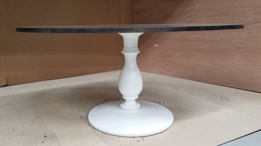 Custom Made Oval Dining Room Table With Turned Base Pedestal Banquette