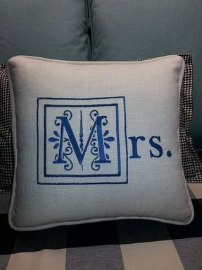 Custom Made Set Of 2, Mr. And Mrs. Pillows In New Special Embroidery Block Font