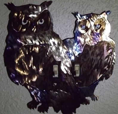 Custom Made Double Owl Wall Switch Plate Cover