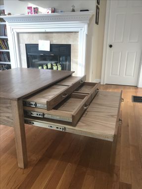 Custom Made Oak Coffee Table With Drawers