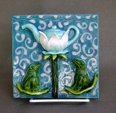 Custom Made Froggy Flower Tea 3-D Tile
