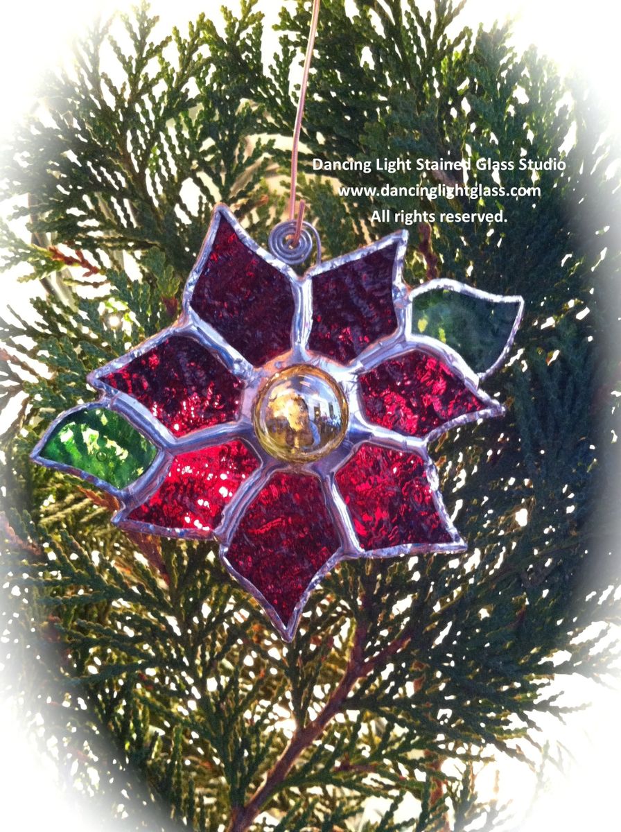 Handcrafted Stained Glass Christmas Tree Ornaments Variety