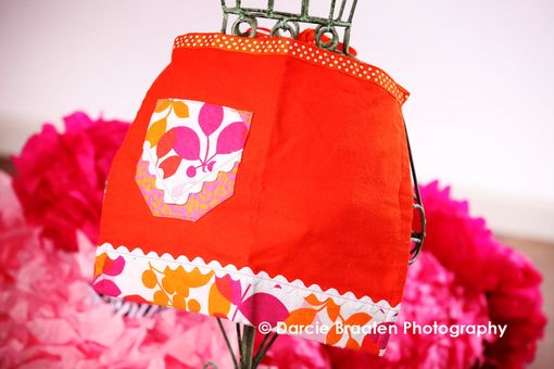 Custom Made Orange, White, And Pink Flannel Apron "Orange Sherbet''