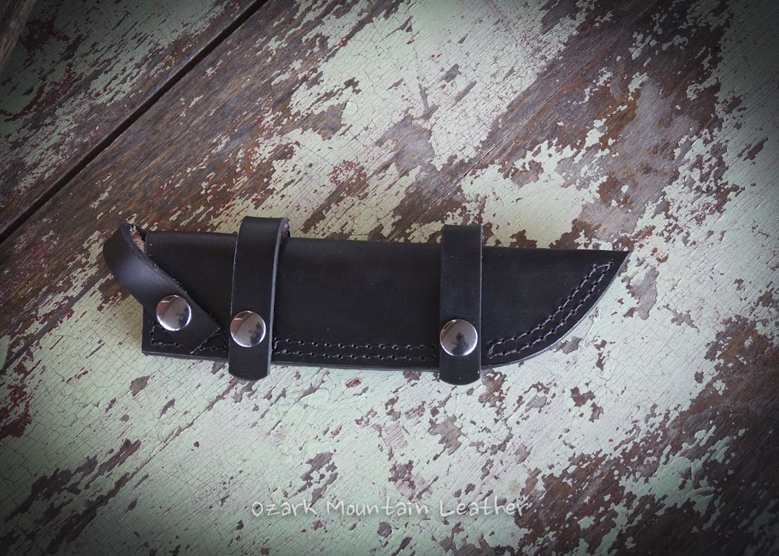 Hand Made Custom Leather Knife Sheath To Be Worn Horizontally On Belt