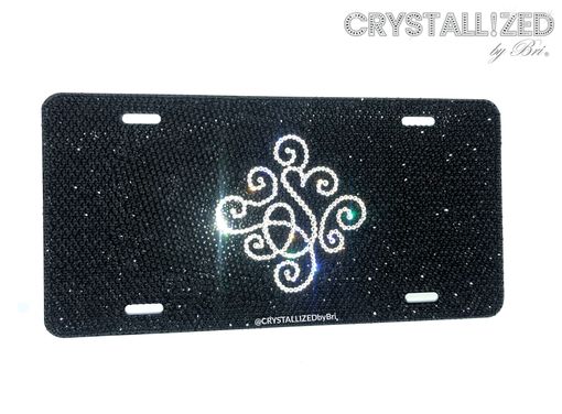 Custom Made Personalized Fully Crystallized Vanity Front License Plate Genuine European Crystals Bedazzled