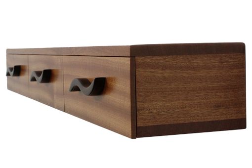Custom Made 3 Drawer Floating Shelf | Solid Wood | Hand Carved Drawer Pulls