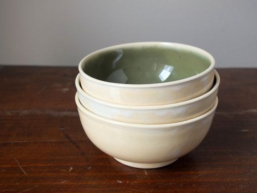 Custom Made Ceramic Bowls Wheel Thrown Pottery In "Ivory Sencha"