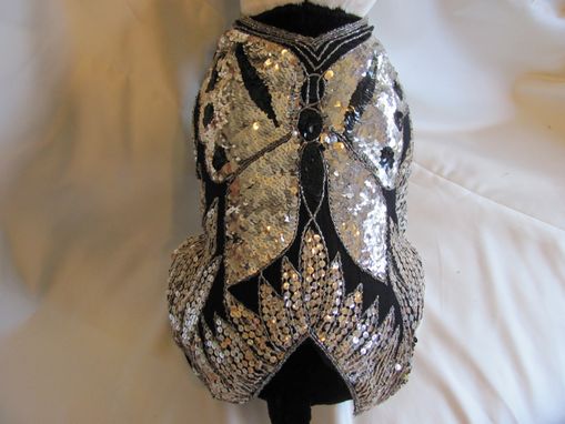 Custom Made Silver Sequined Butterfly Dog Clothes