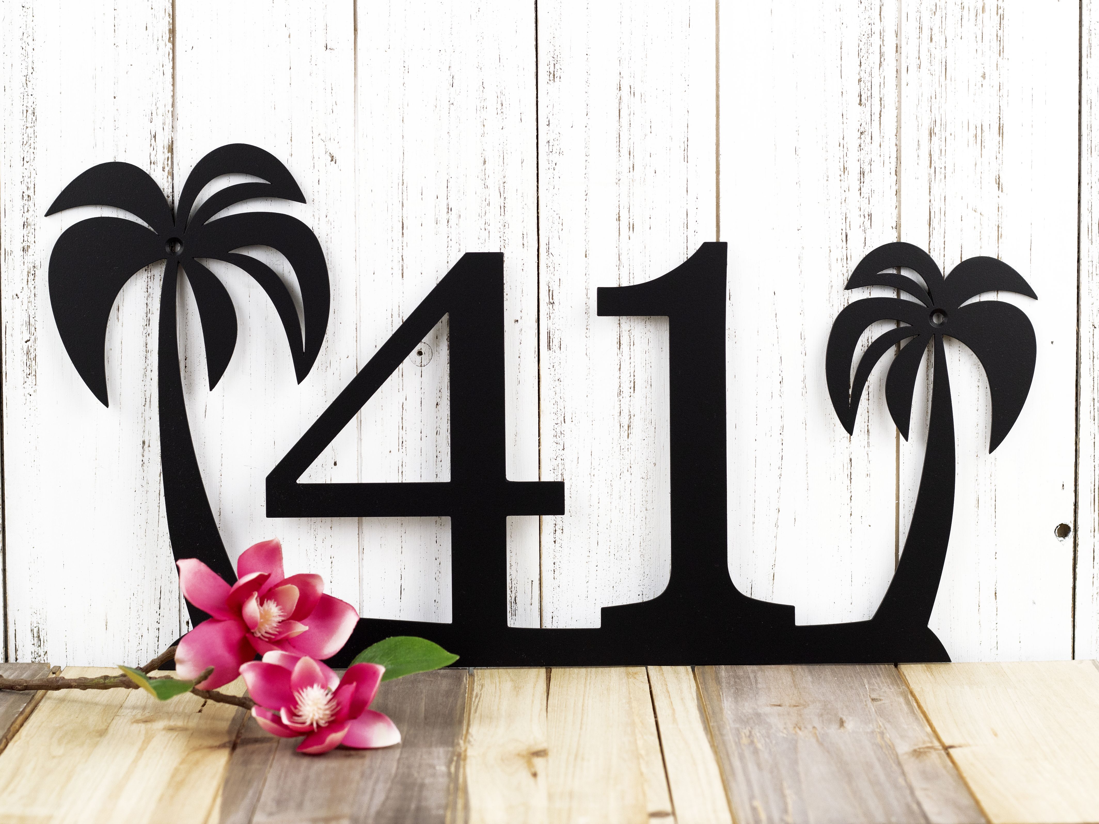 Details about   Personalized Palm Trees House Number Address Black Metal Sign
