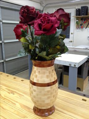 Custom Made Woodturned Segmented Wood Vase